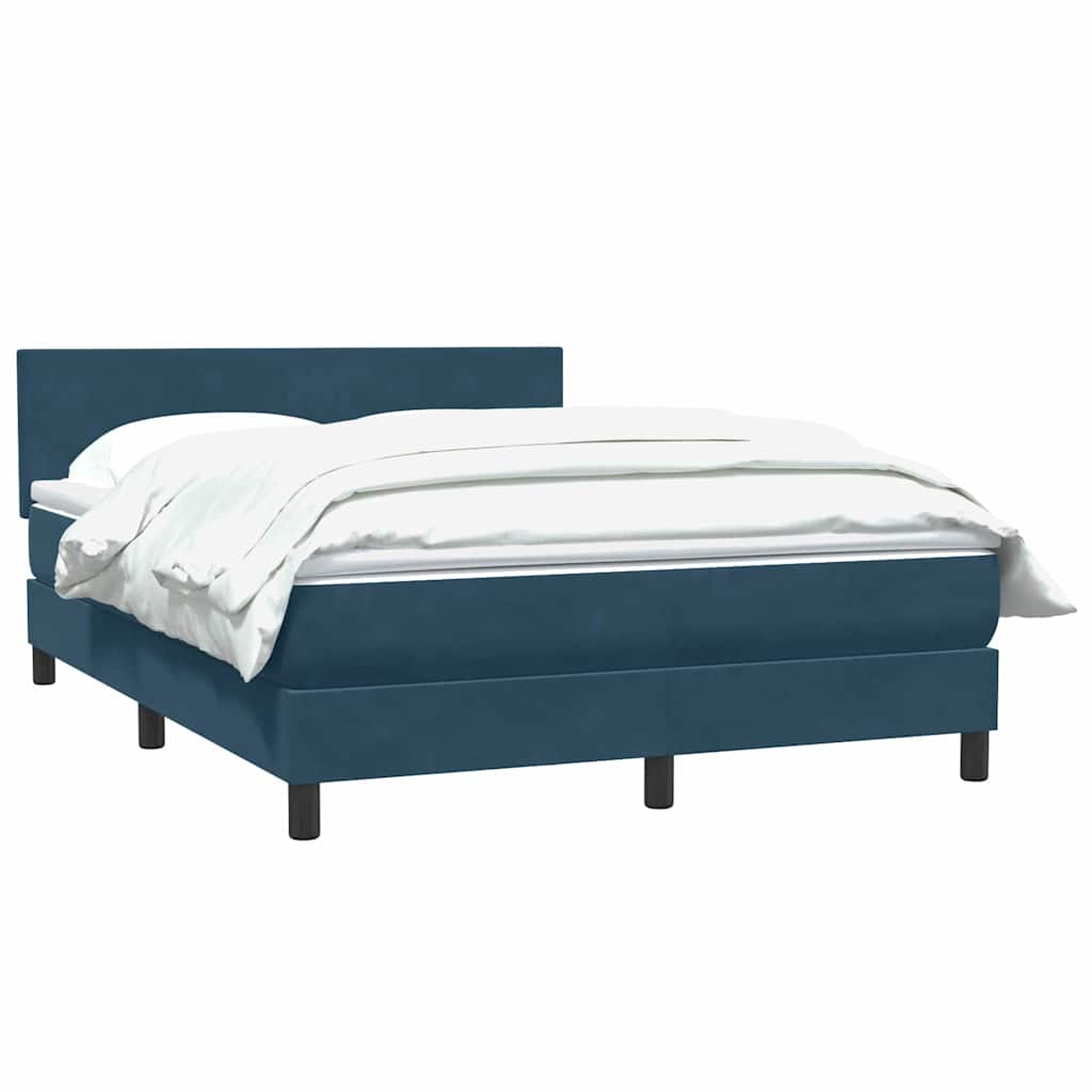 Boxspring met matras fluweel donkerblauw 160x210 cm