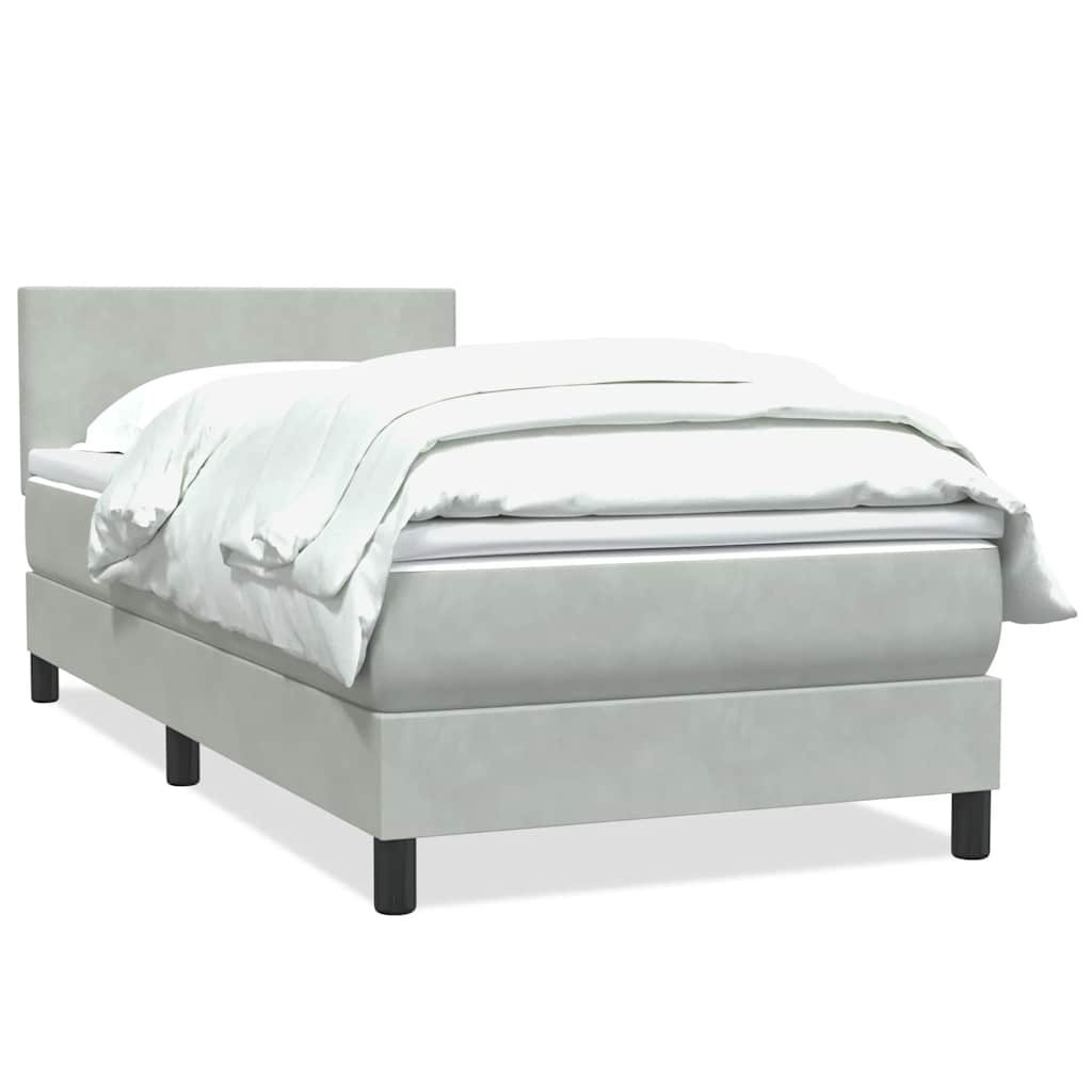 Boxspring met matras fluweel lichtgrijs 90x220 cm is nu te koop bij PeponiXL, paradijselijk wonen!