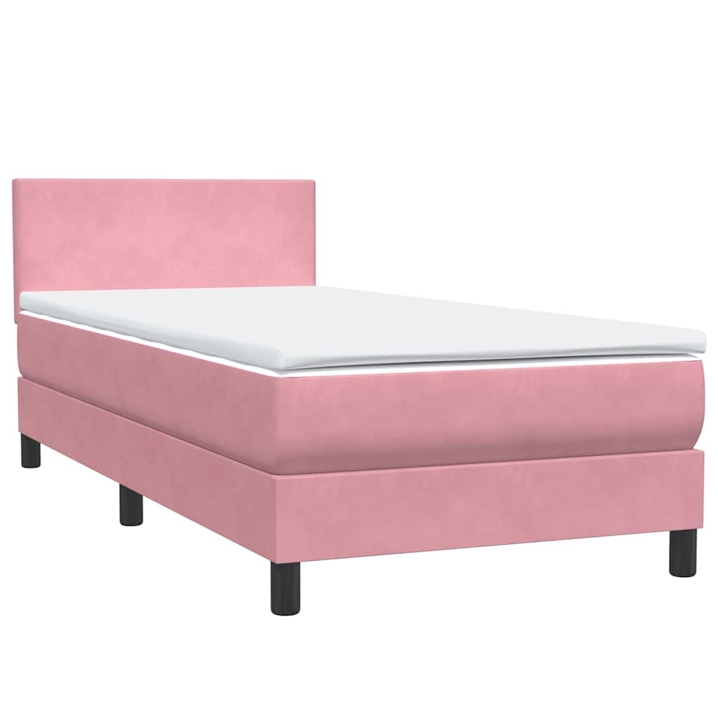 Boxspring met matras fluweel roze 90x220 cm is nu te koop bij PeponiXL, paradijselijk wonen!