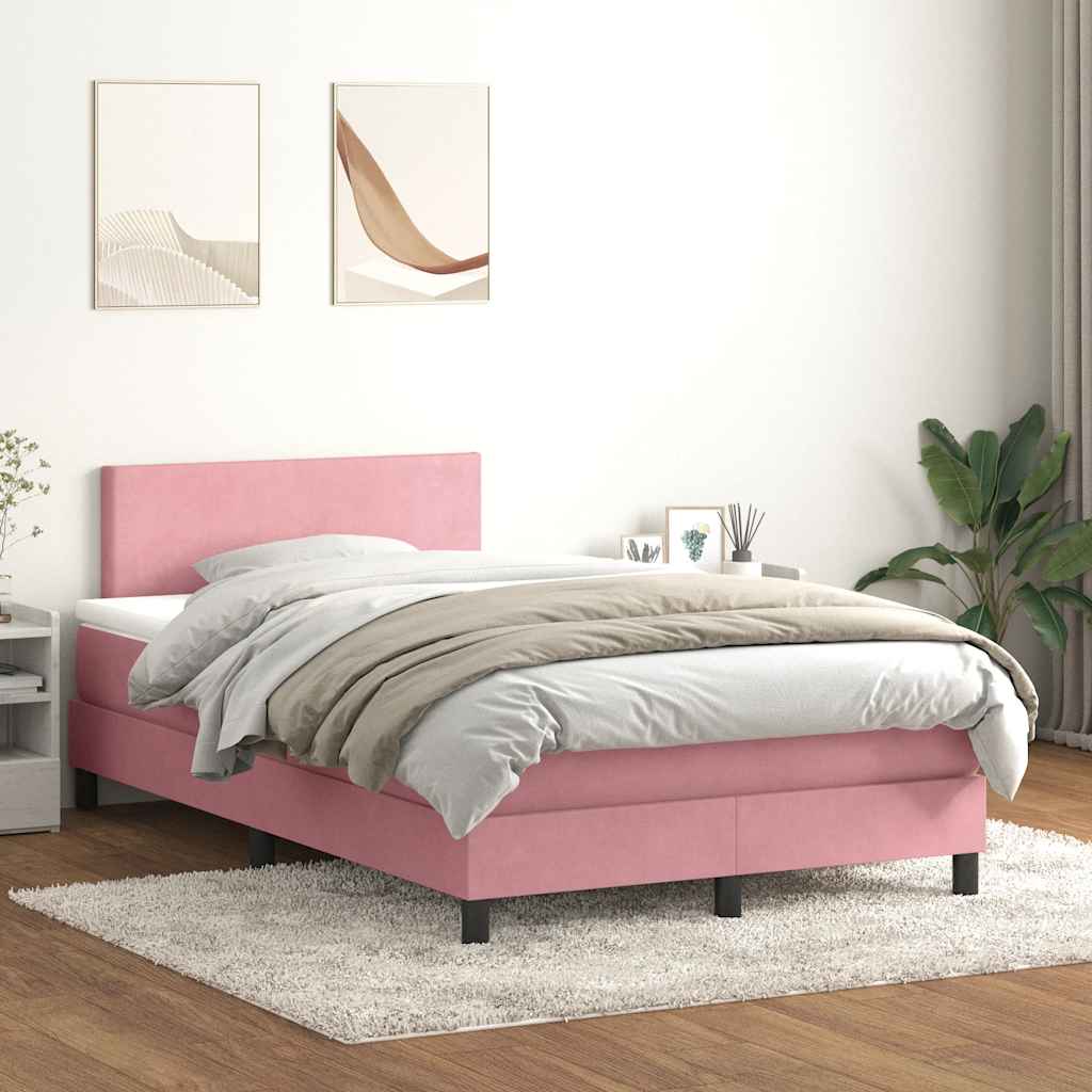 Boxspring met matras fluweel roze 120x220 cm is nu te koop bij PeponiXL, paradijselijk wonen!
