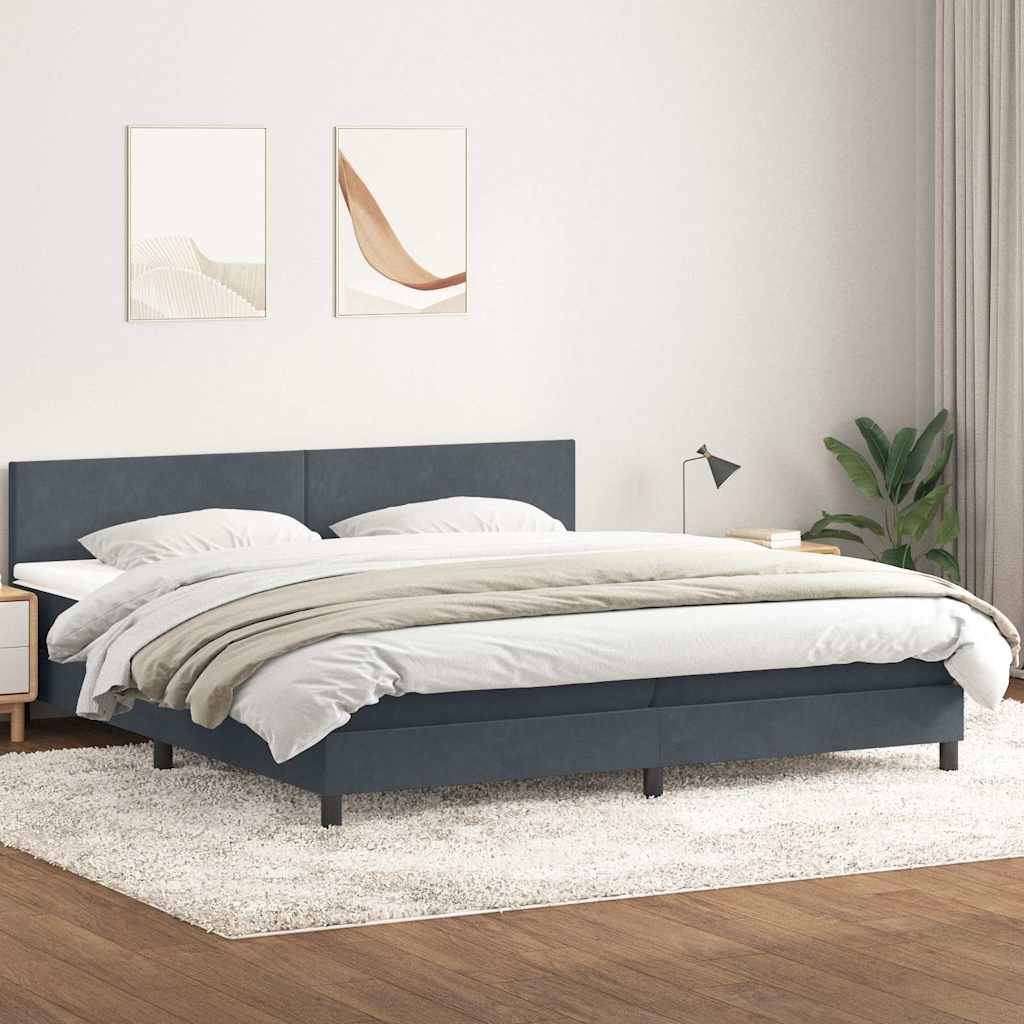Boxspring met matras fluweel donkergrijs 180x220 cm is nu te koop bij PeponiXL, paradijselijk wonen!