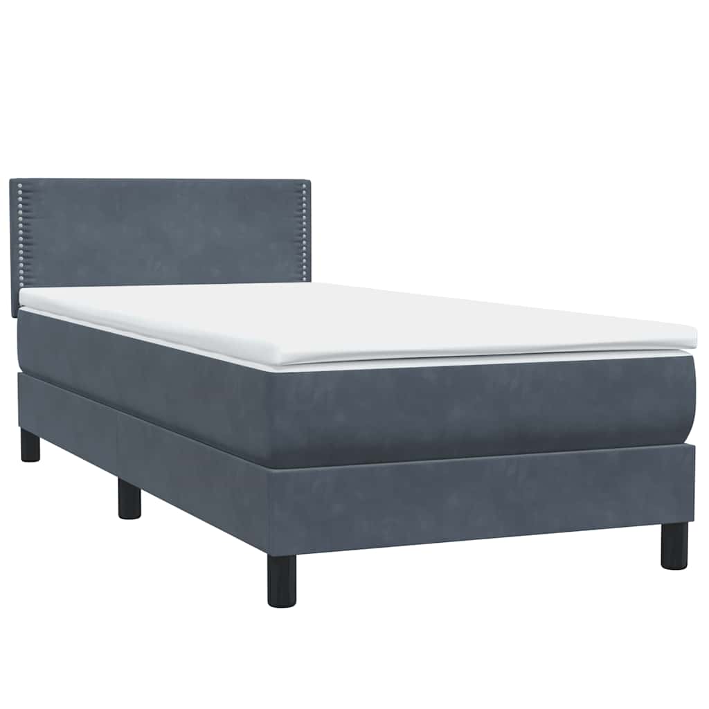 Boxspring met matras fluweel donkergrijs 80x210 cm