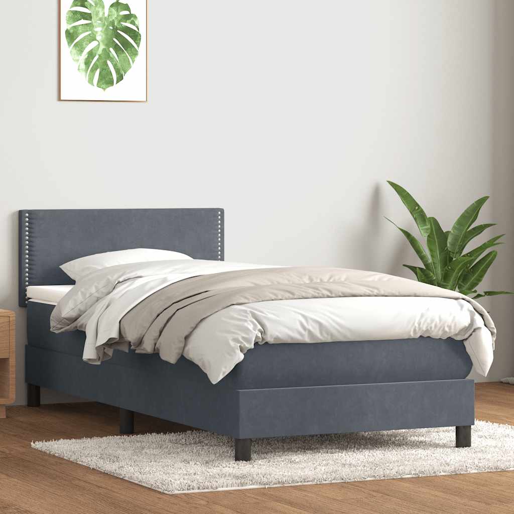 Boxspring met matras fluweel donkergrijs 80x210 cm