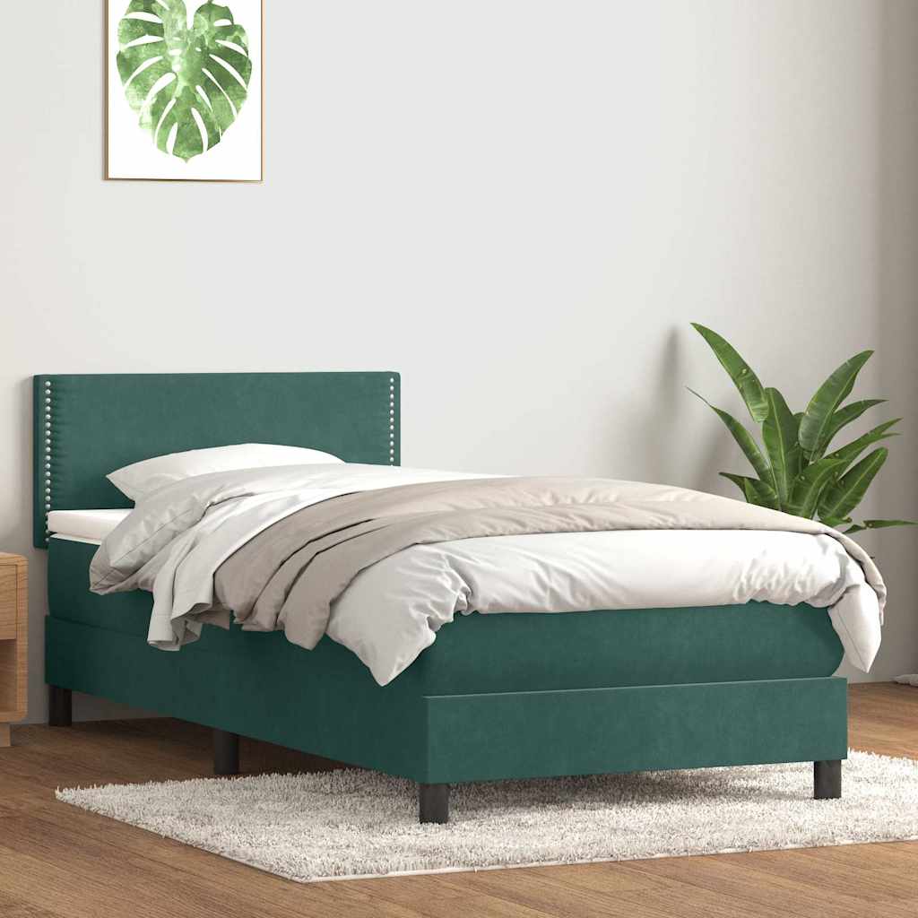 Boxspring met matras fluweel donkergroen 80x210 cm