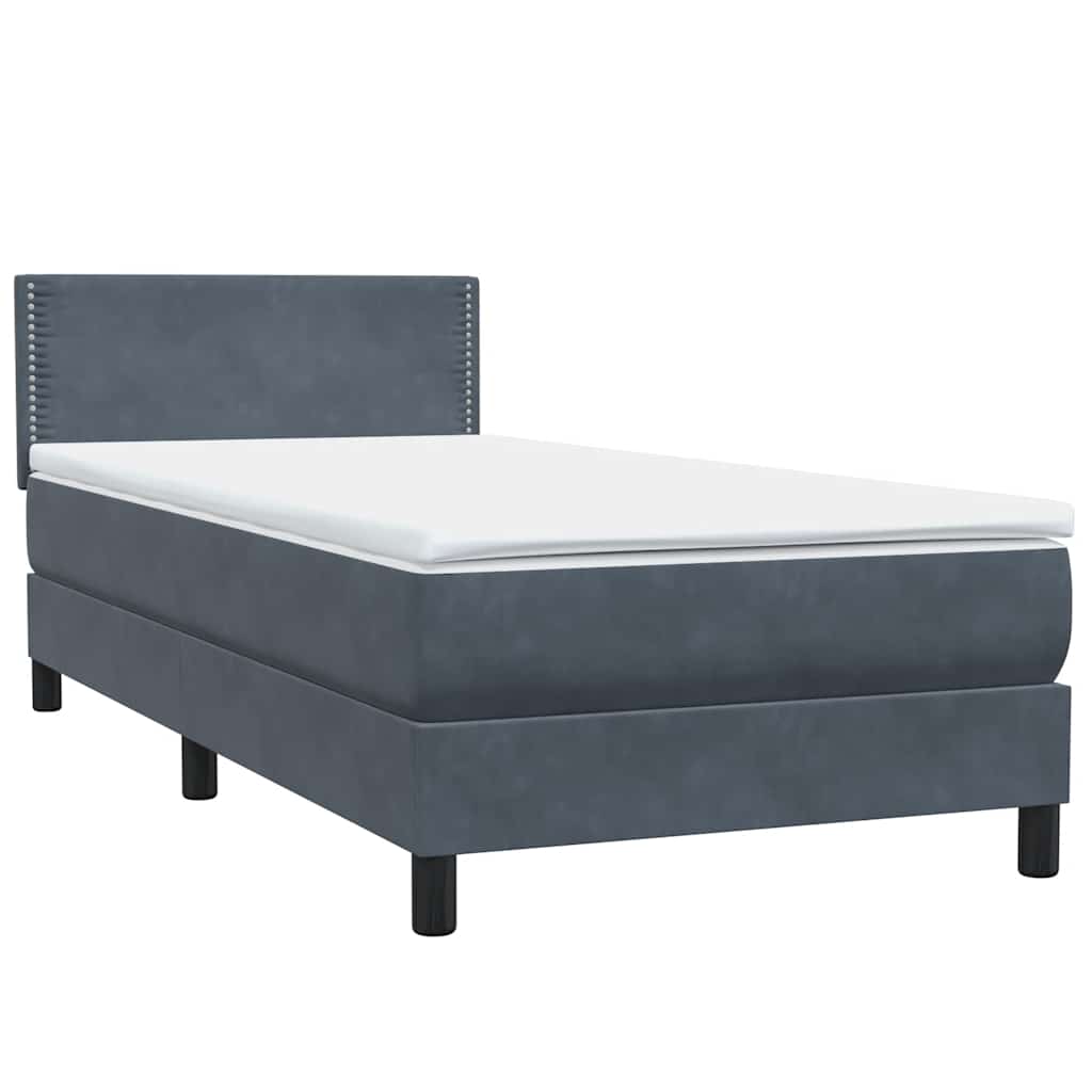 Boxspring met matras fluweel donkergrijs 90x210 cm