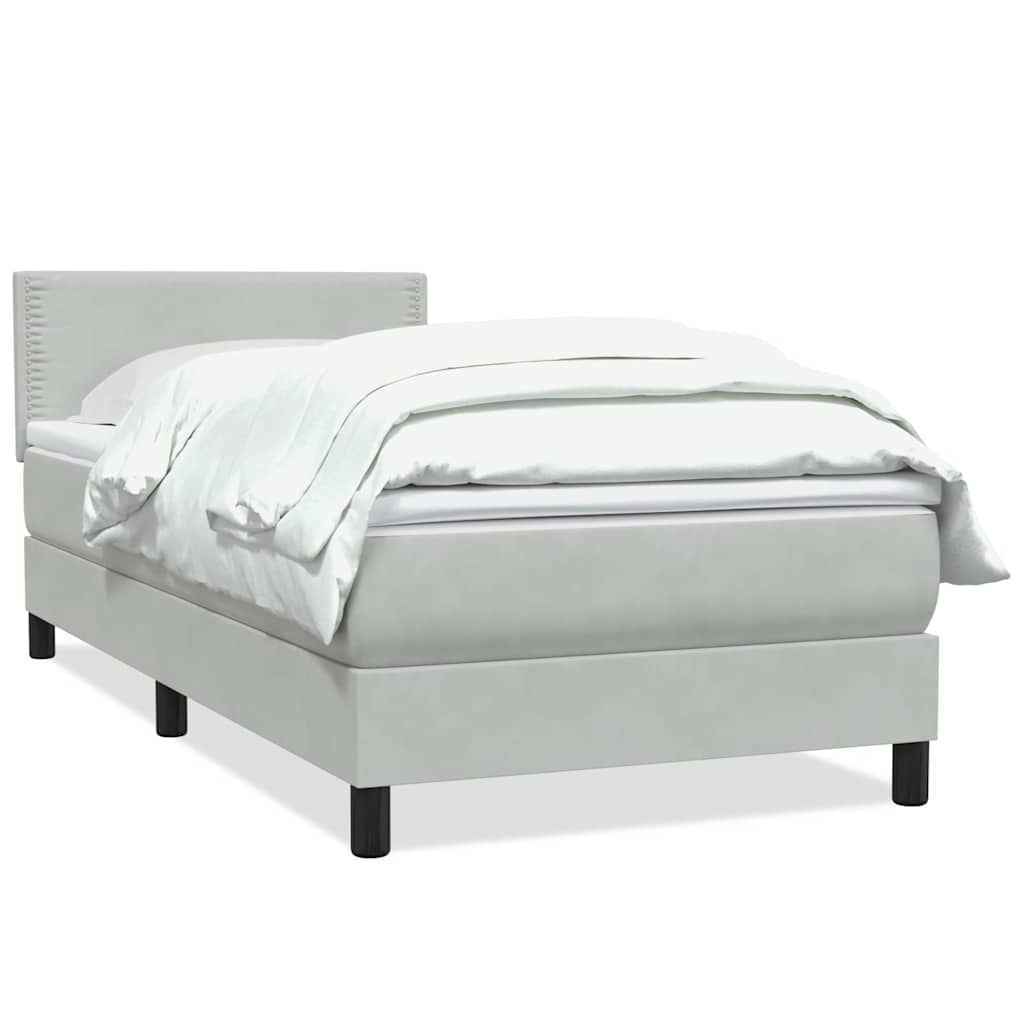 Boxspring met matras fluweel lichtgrijs 100x210 cm