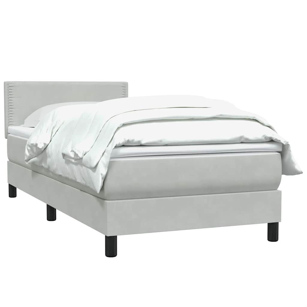Boxspring met matras fluweel lichtgrijs 100x210 cm