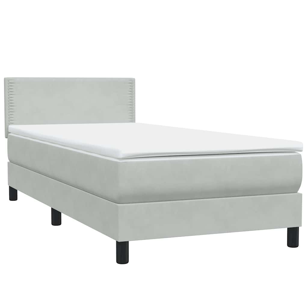 Boxspring met matras fluweel lichtgrijs 100x210 cm