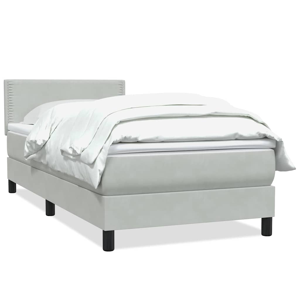 Boxspring met matras fluweel lichtgrijs 90x220 cm is nu te koop bij PeponiXL, paradijselijk wonen!