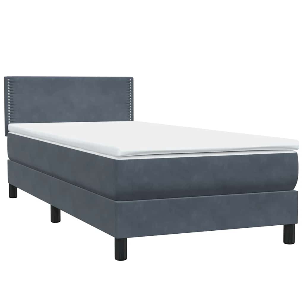 Boxspring met matras fluweel donkergrijs 90x220 cm is nu te koop bij PeponiXL, paradijselijk wonen!