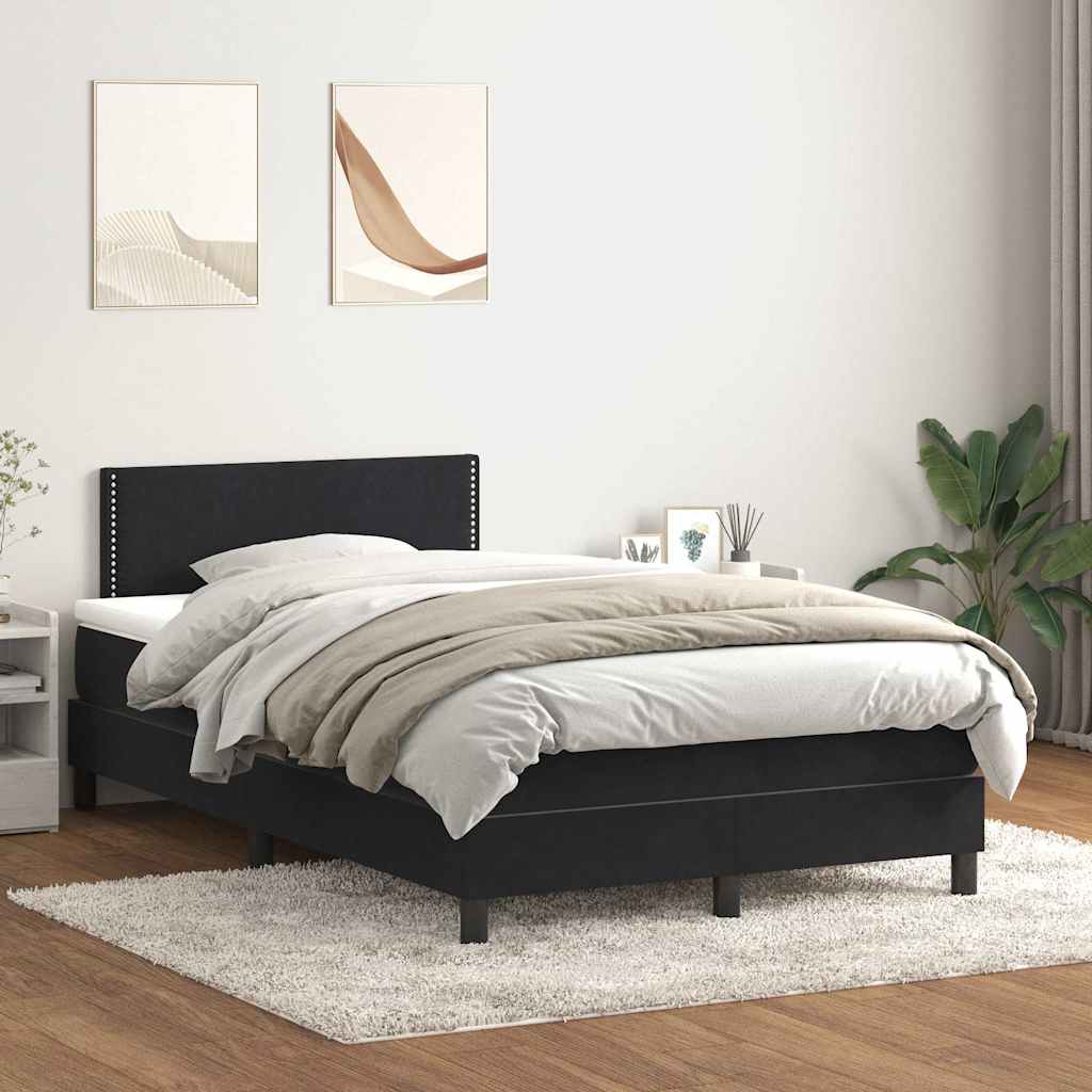 Boxspring met matras fluweel zwart 120x220 cm