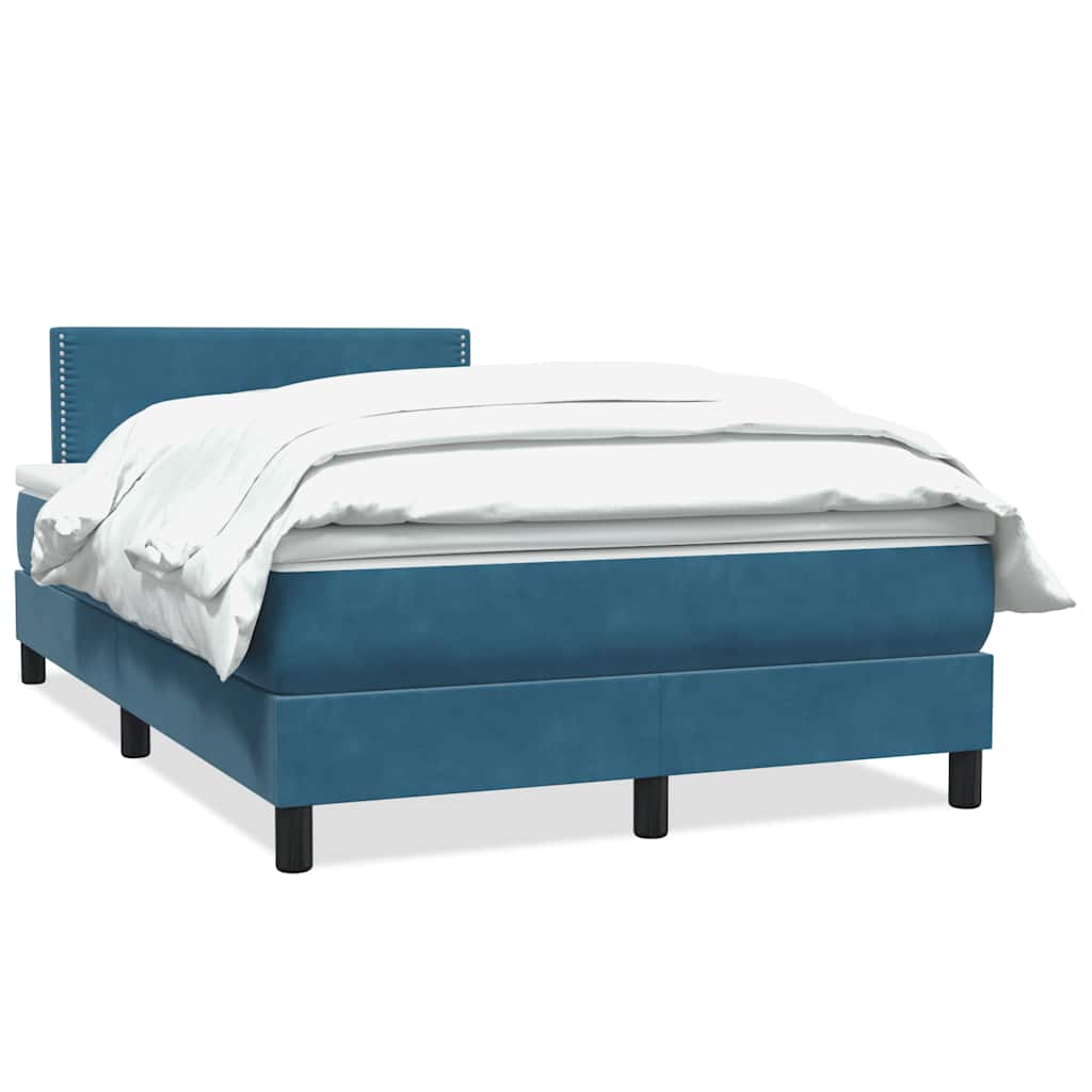 Boxspring met matras fluweel donkerblauw 120x220 cm