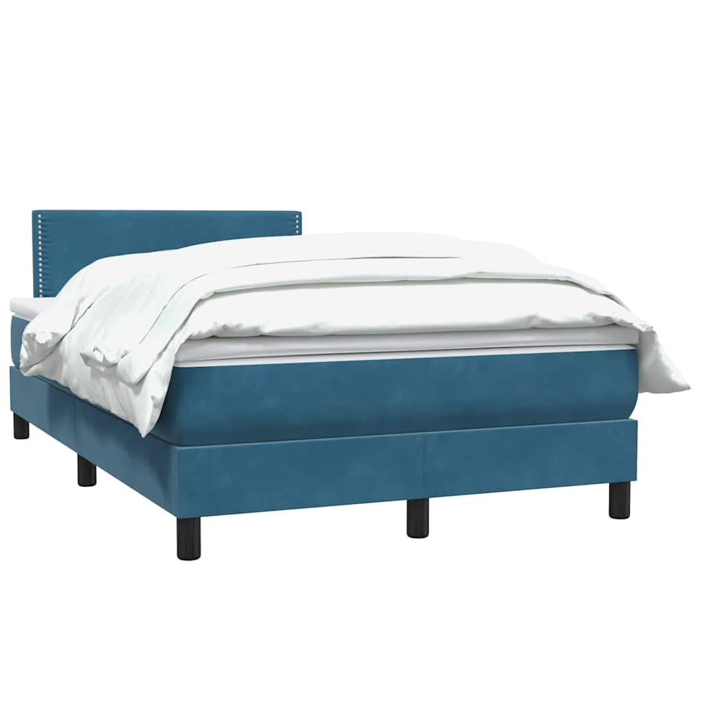 Boxspring met matras fluweel donkerblauw 120x220 cm