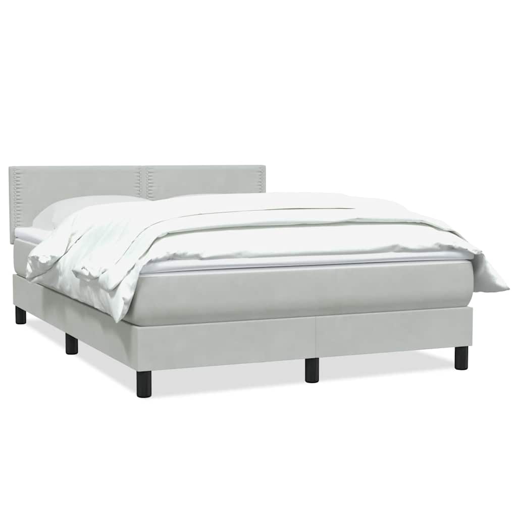 Boxspring met matras fluweel lichtgrijs 140x220 cm