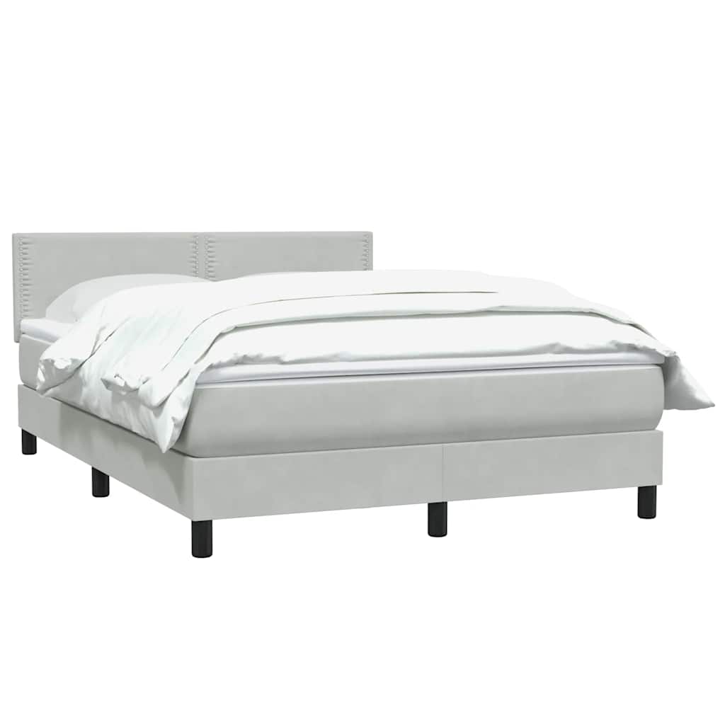 Boxspring met matras fluweel lichtgrijs 140x220 cm
