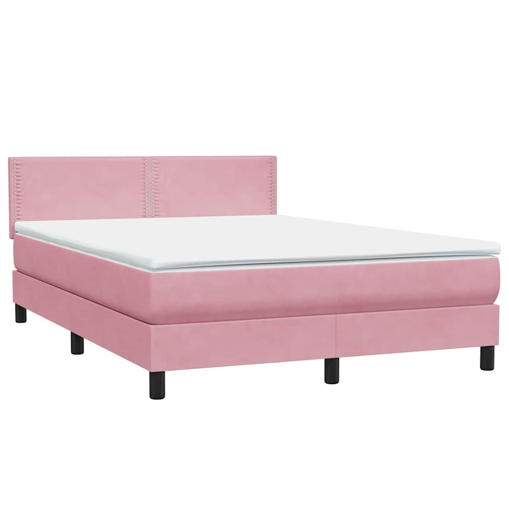 Boxspring met matras fluweel roze 160x220 cm is nu te koop bij PeponiXL, paradijselijk wonen!