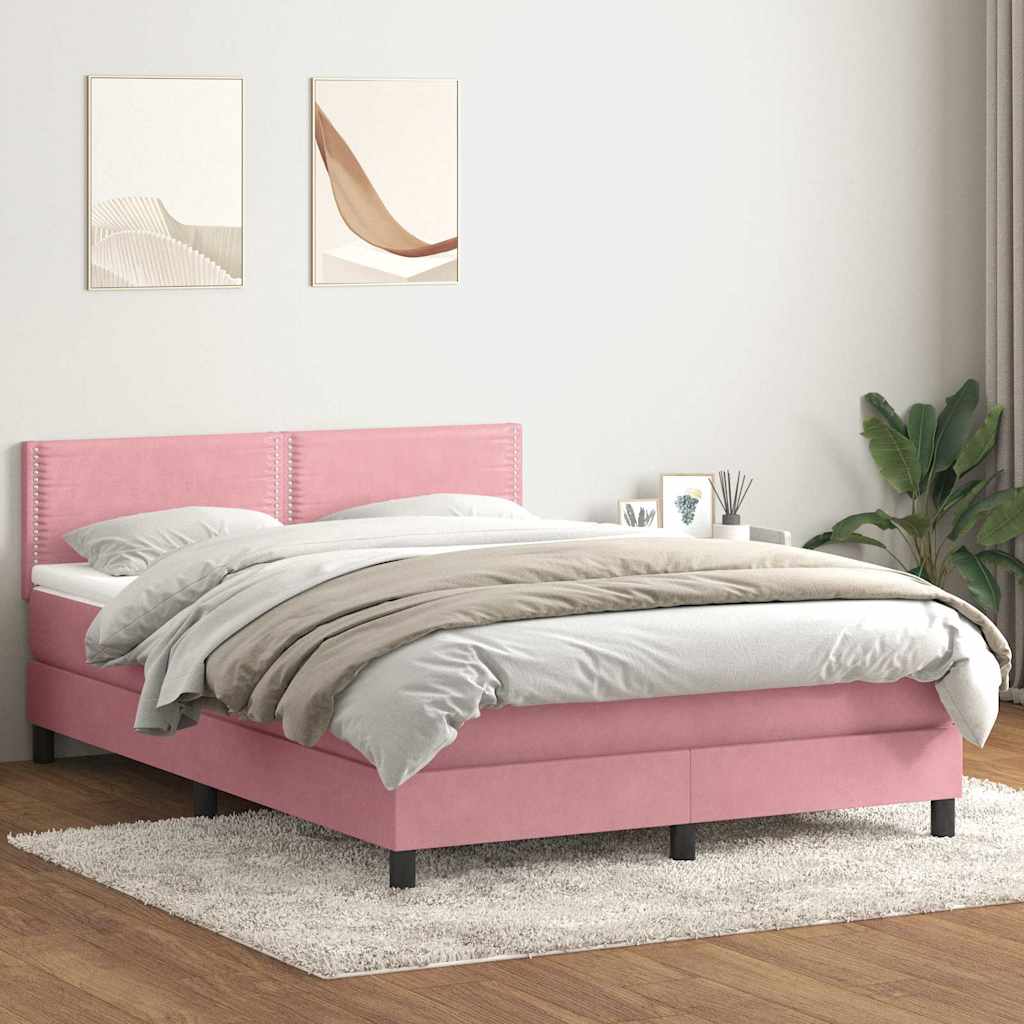 Boxspring met matras fluweel roze 160x220 cm is nu te koop bij PeponiXL, paradijselijk wonen!