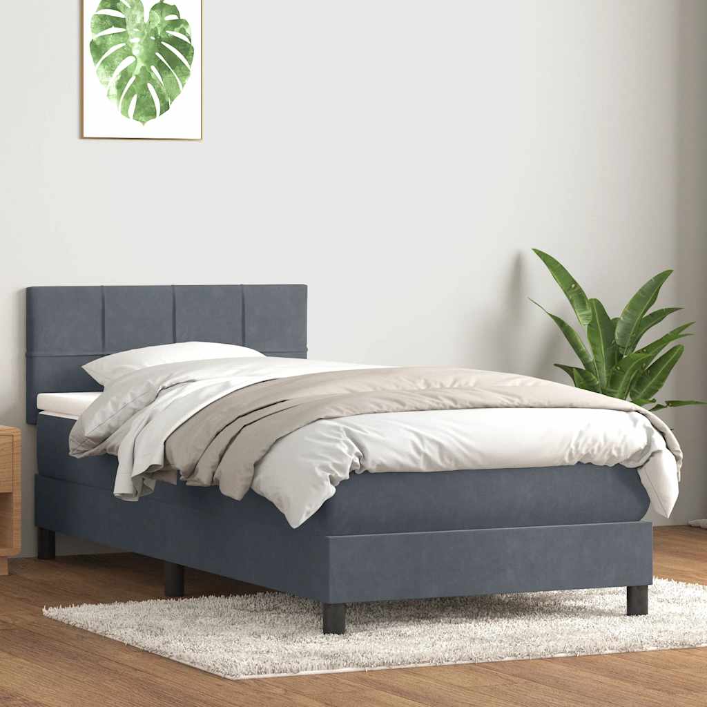 Boxspring met matras fluweel donkergrijs 80x210 cm is nu te koop bij PeponiXL, paradijselijk wonen!