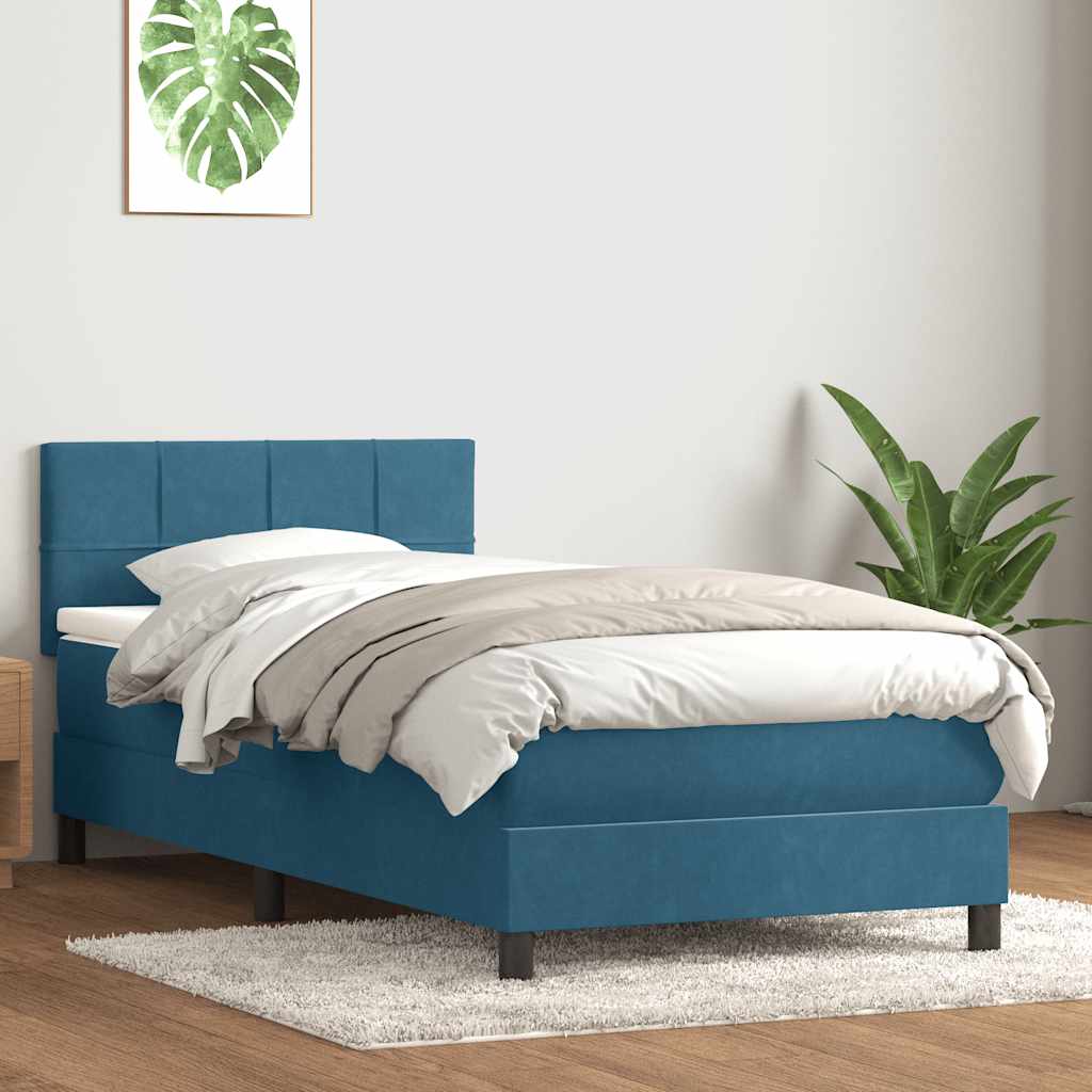Boxspring met matras fluweel donkerblauw 80x210 cm is nu te koop bij PeponiXL, paradijselijk wonen!
