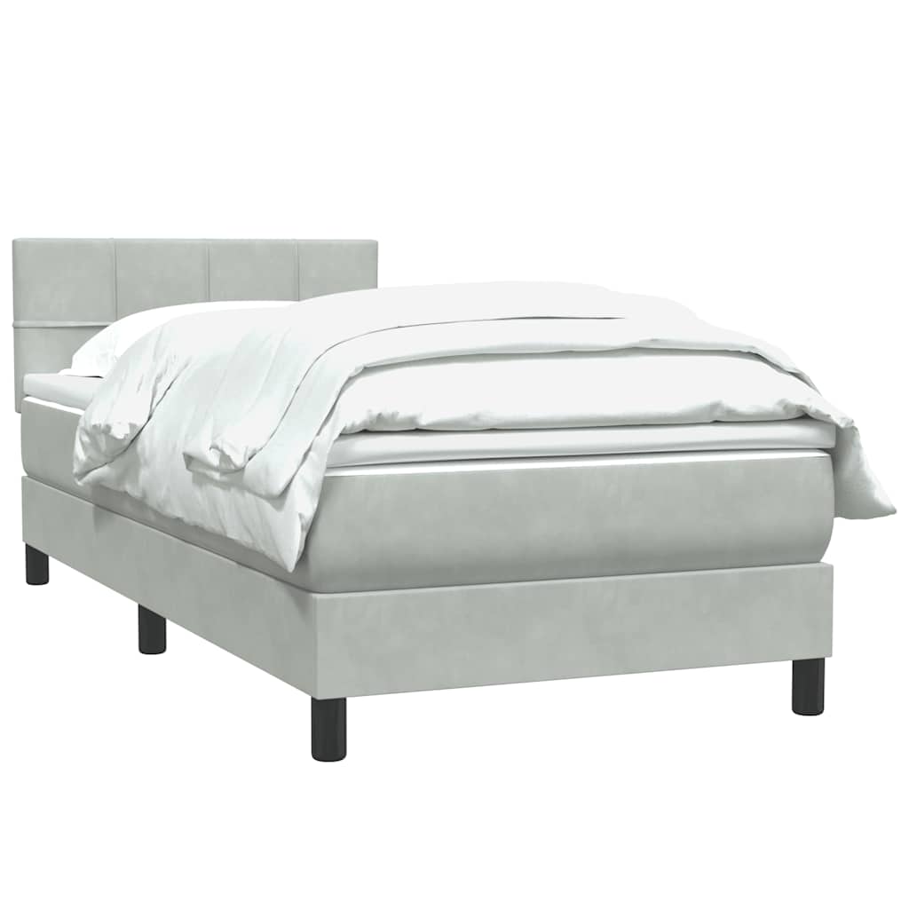 Boxspring met matras fluweel lichtgrijs 90x210 cm is nu te koop bij PeponiXL, paradijselijk wonen!