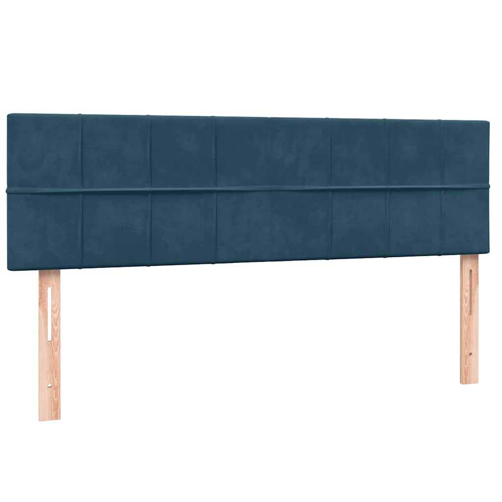 Boxspring met matras fluweel donkerblauw 160x210 cm