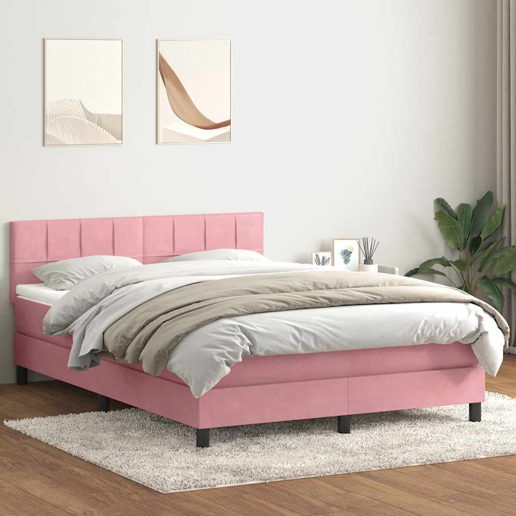 Boxspring met matras fluweel roze 160x210 cm is nu te koop bij PeponiXL, paradijselijk wonen!