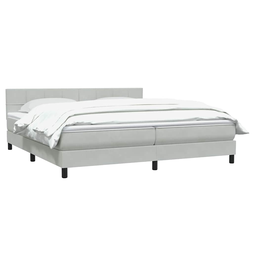 Boxspring met matras fluweel lichtgrijs 180x210 cm
