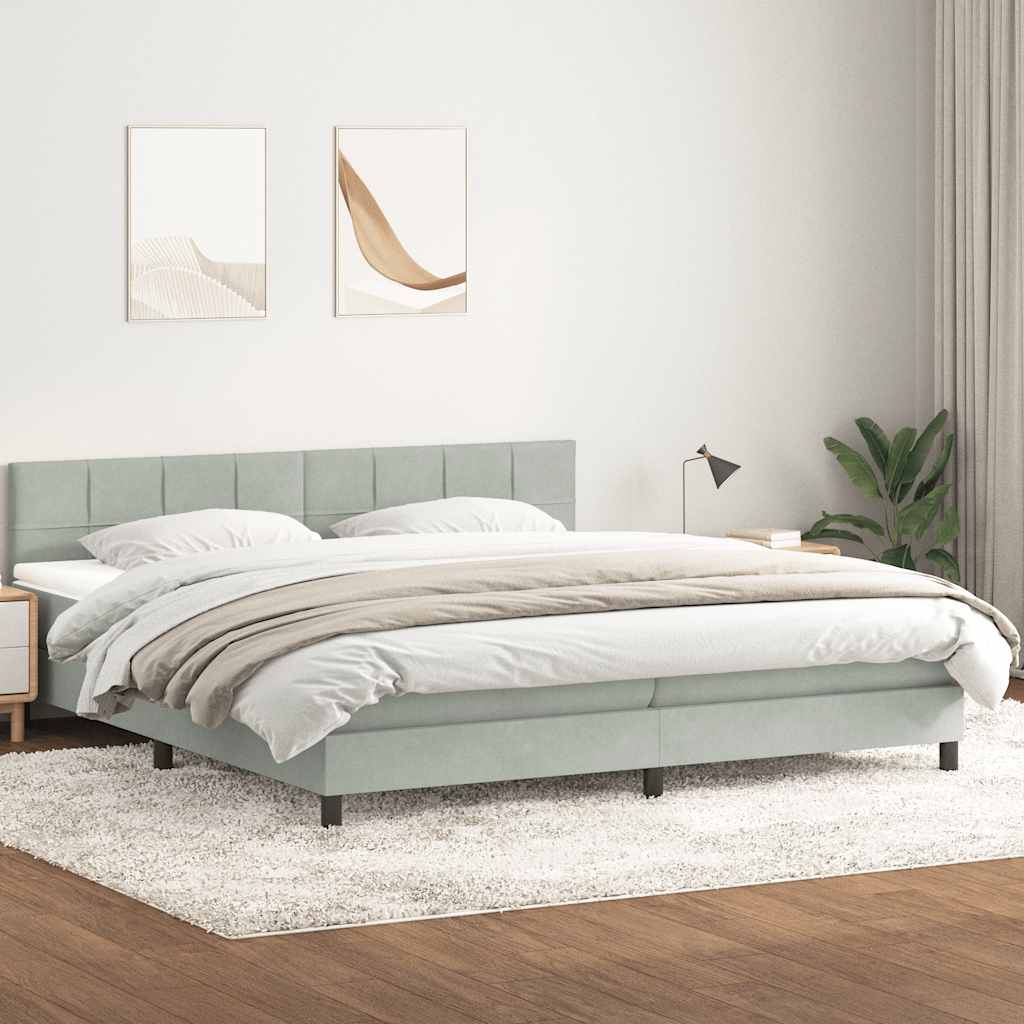 Boxspring met matras fluweel lichtgrijs 180x210 cm