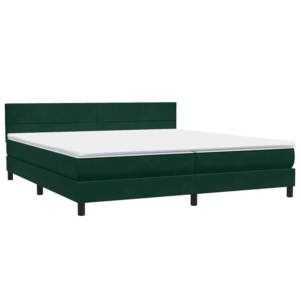 Boxspring met matras fluweel donkergroen 180x210 cm