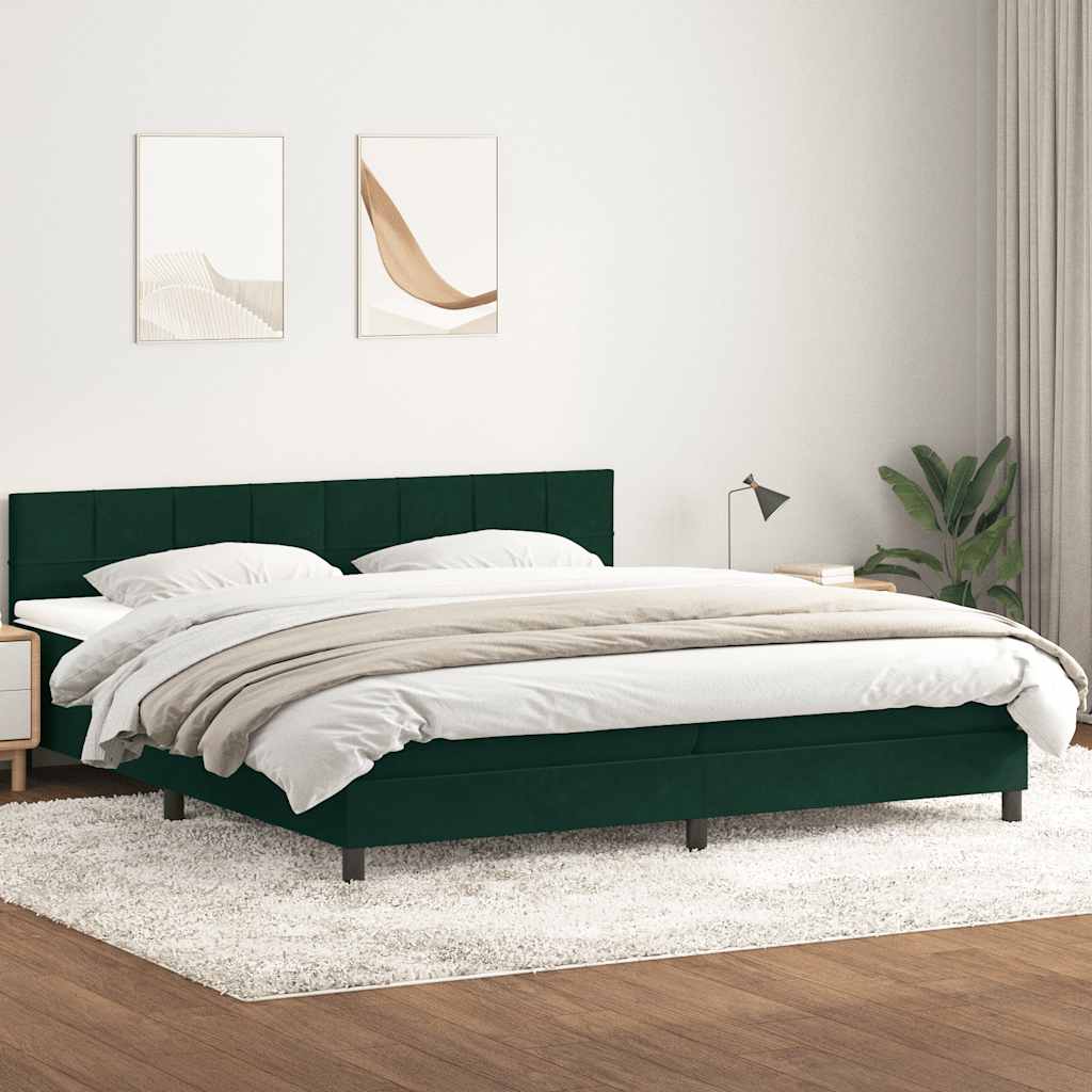 Boxspring met matras fluweel donkergroen 180x210 cm