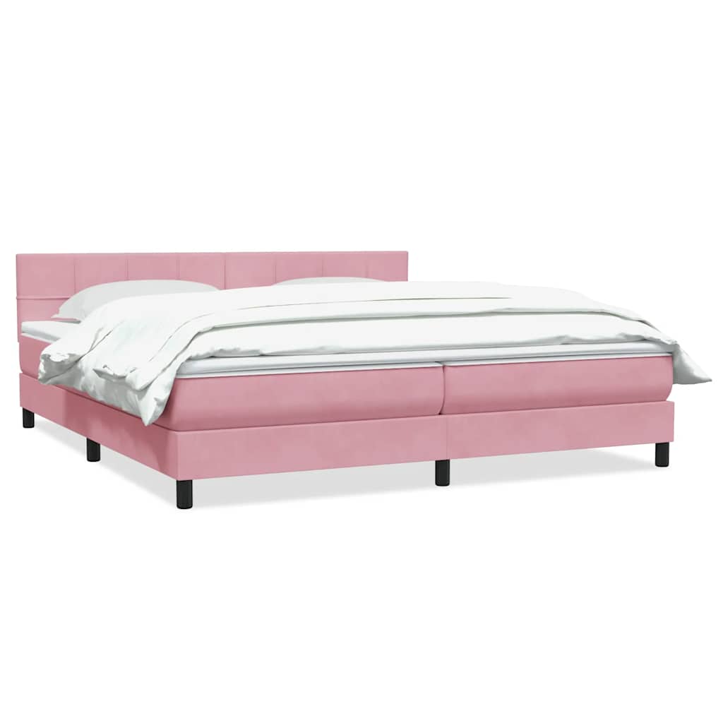 Boxspring met matras fluweel roze 180x210 cm