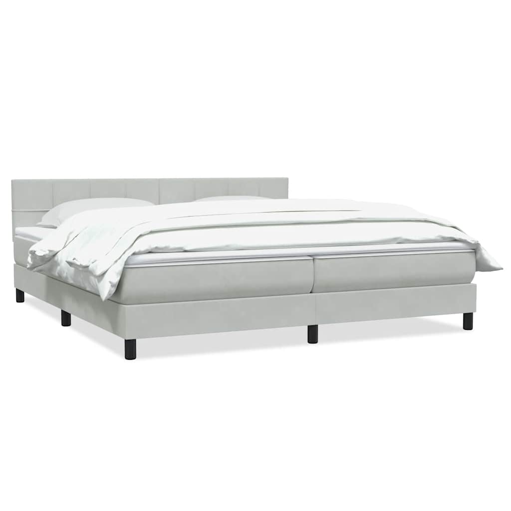 Boxspring met matras fluweel lichtgrijs 200x210 cm