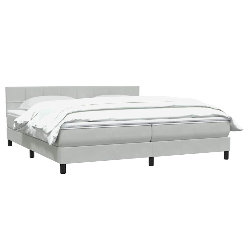 Boxspring met matras fluweel lichtgrijs 200x210 cm