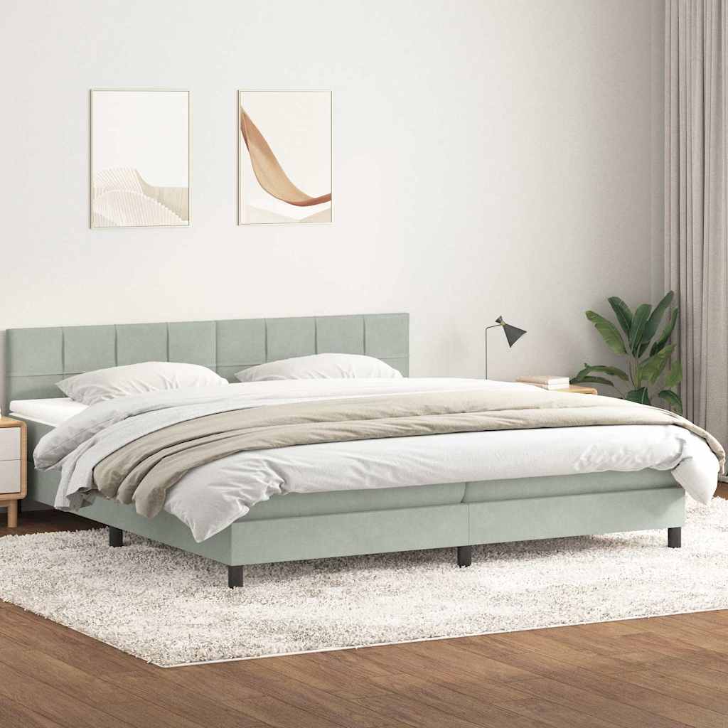 Boxspring met matras fluweel lichtgrijs 200x210 cm