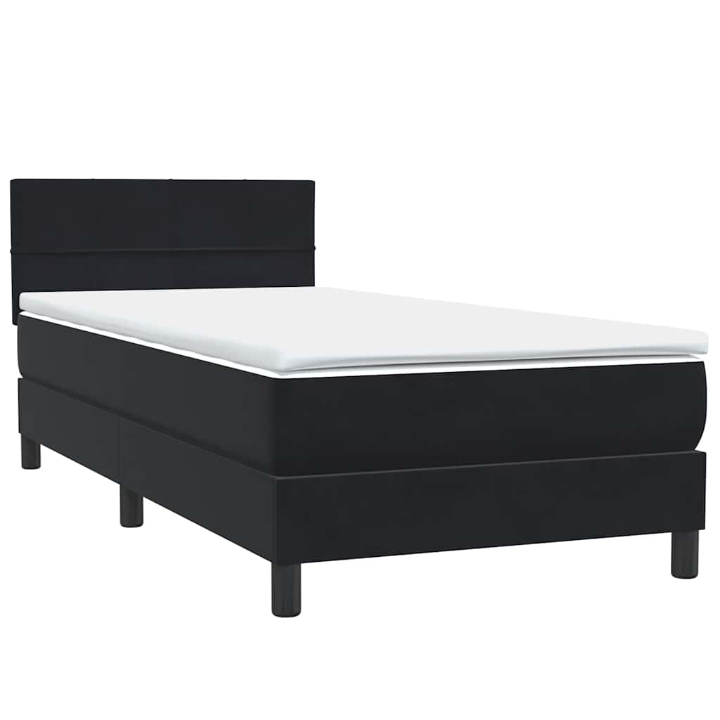 Boxspring met matras fluweel zwart 80x220 cm is nu te koop bij PeponiXL, paradijselijk wonen!