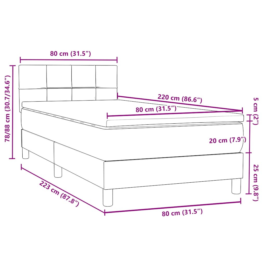 Boxspring met matras fluweel zwart 80x220 cm is nu te koop bij PeponiXL, paradijselijk wonen!