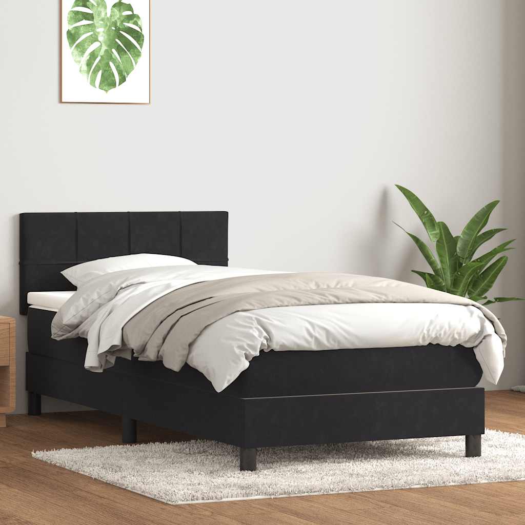 Boxspring met matras fluweel zwart 80x220 cm is nu te koop bij PeponiXL, paradijselijk wonen!
