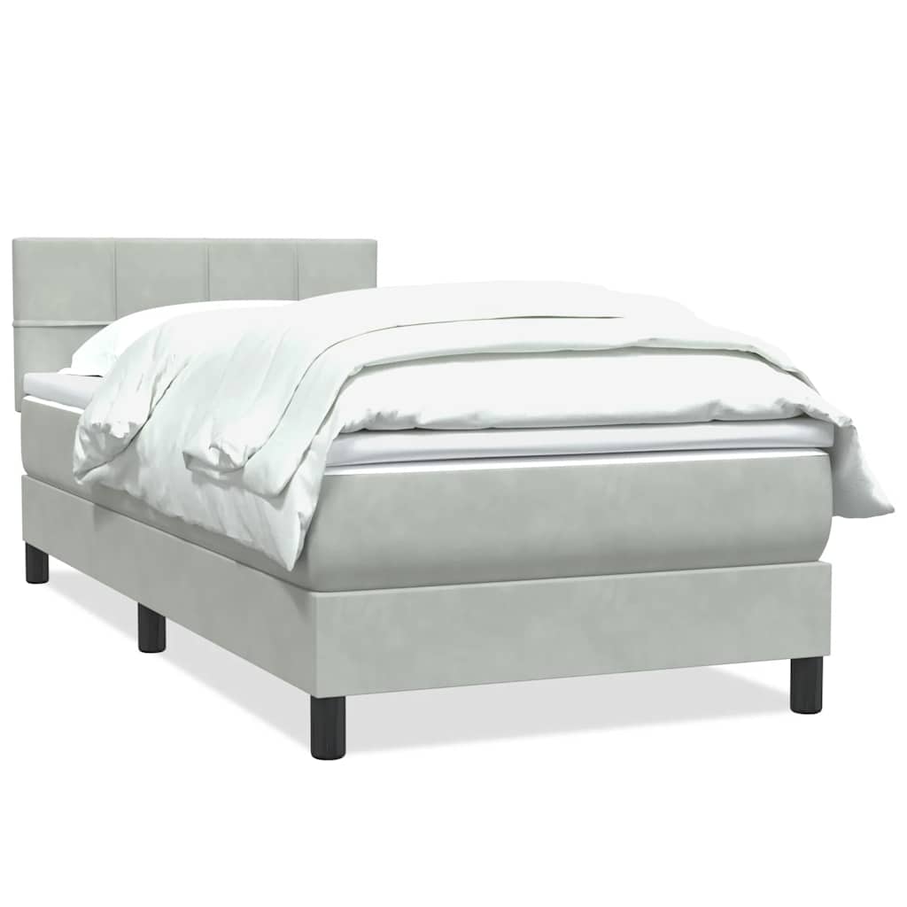 Boxspring met matras fluweel lichtgrijs 90x220 cm is nu te koop bij PeponiXL, paradijselijk wonen!