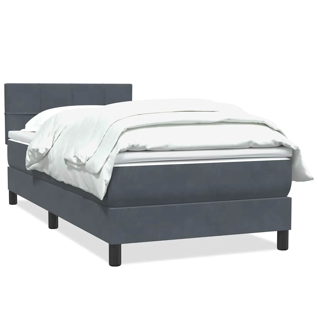 Boxspring met matras fluweel donkergrijs 90x220 cm is nu te koop bij PeponiXL, paradijselijk wonen!