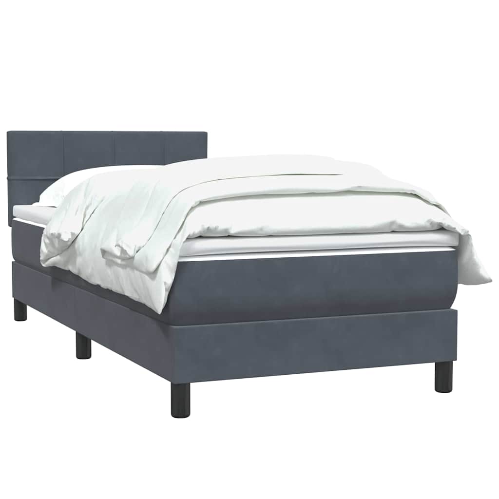 Boxspring met matras fluweel donkergrijs 90x220 cm is nu te koop bij PeponiXL, paradijselijk wonen!