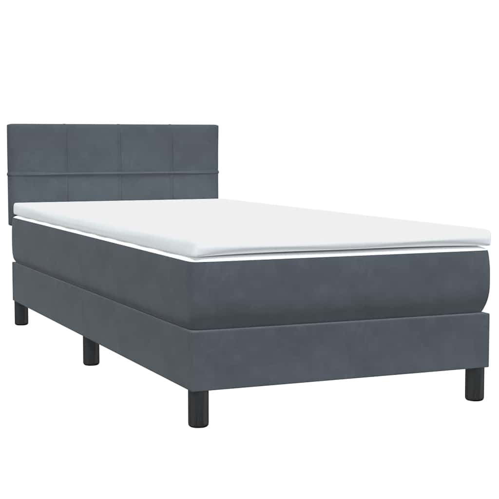 Boxspring met matras fluweel donkergrijs 90x220 cm is nu te koop bij PeponiXL, paradijselijk wonen!