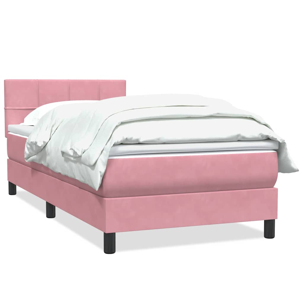 Boxspring met matras fluweel roze 100x220 cm is nu te koop bij PeponiXL, paradijselijk wonen!