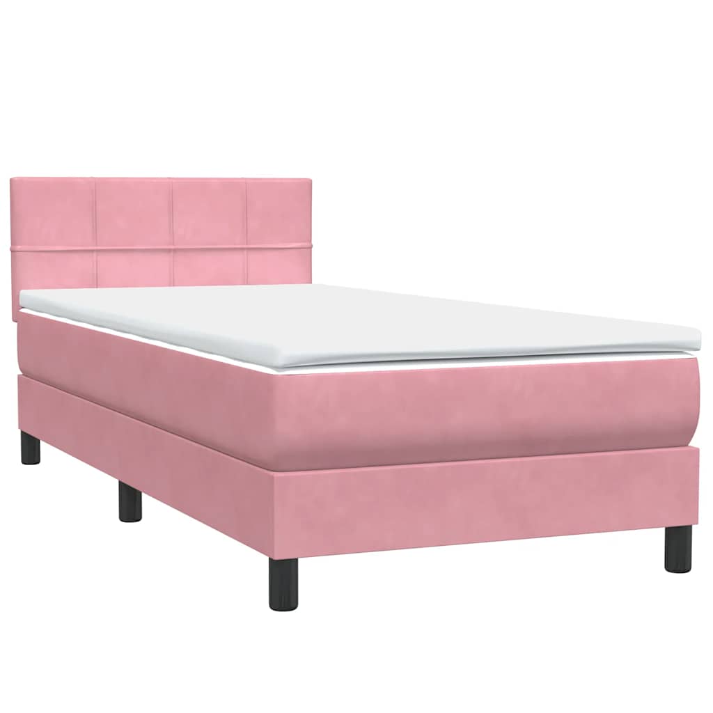 Boxspring met matras fluweel roze 100x220 cm is nu te koop bij PeponiXL, paradijselijk wonen!