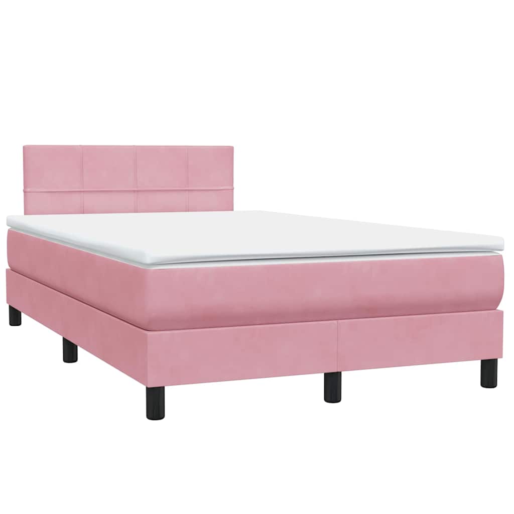 Boxspring met matras fluweel roze 120x220 cm is nu te koop bij PeponiXL, paradijselijk wonen!