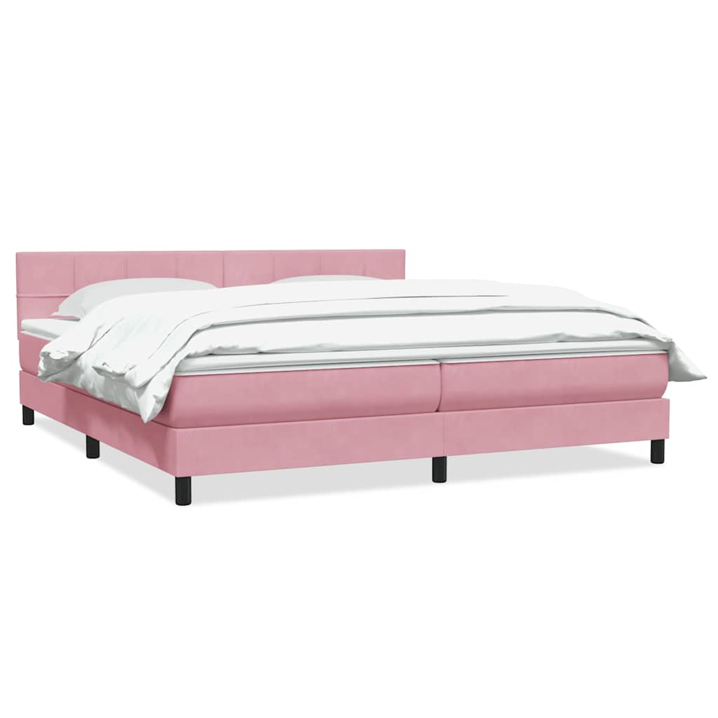 Boxspring met matras fluweel roze 200x220 cm