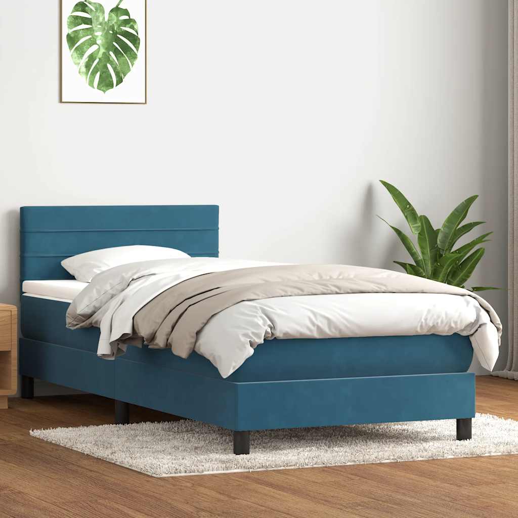 Boxspring met matras fluweel donkerblauw 80x210 cm is nu te koop bij PeponiXL, paradijselijk wonen!