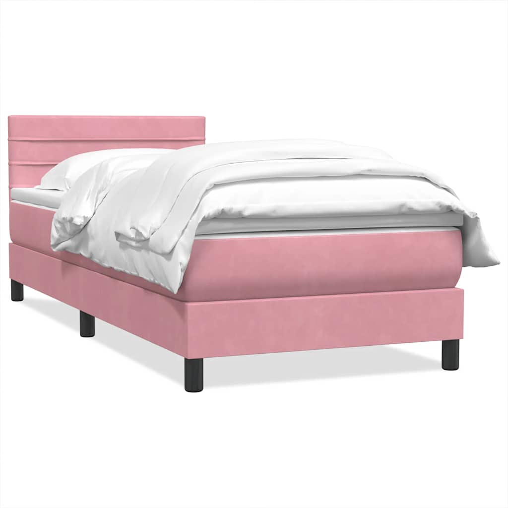 Boxspring met matras fluweel roze 80x210 cm