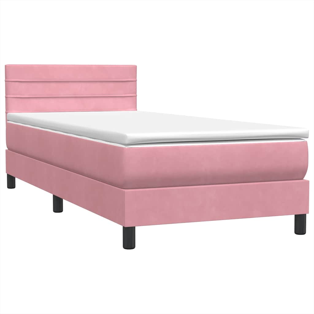 Boxspring met matras fluweel roze 80x210 cm