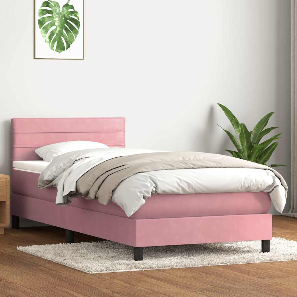 Boxspring met matras fluweel roze 80x210 cm