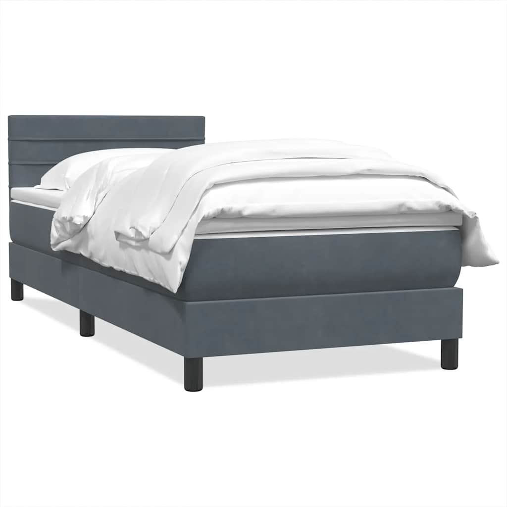 Boxspring met matras fluweel donkergrijs 90x210 cm